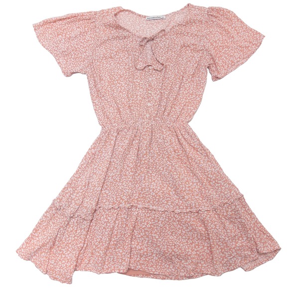 Abercrombie & Fitch Dresses & Skirts - Abercrombie & Fitch Peach White Mini Dress Women's Small Tie Neck